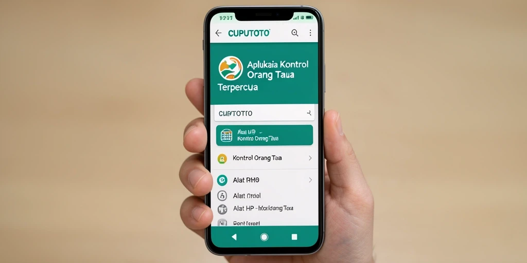 Screenshot dari antarmuka aplikasi CUPUTOTO yang menunjukkan fitur kontrol orang tua.