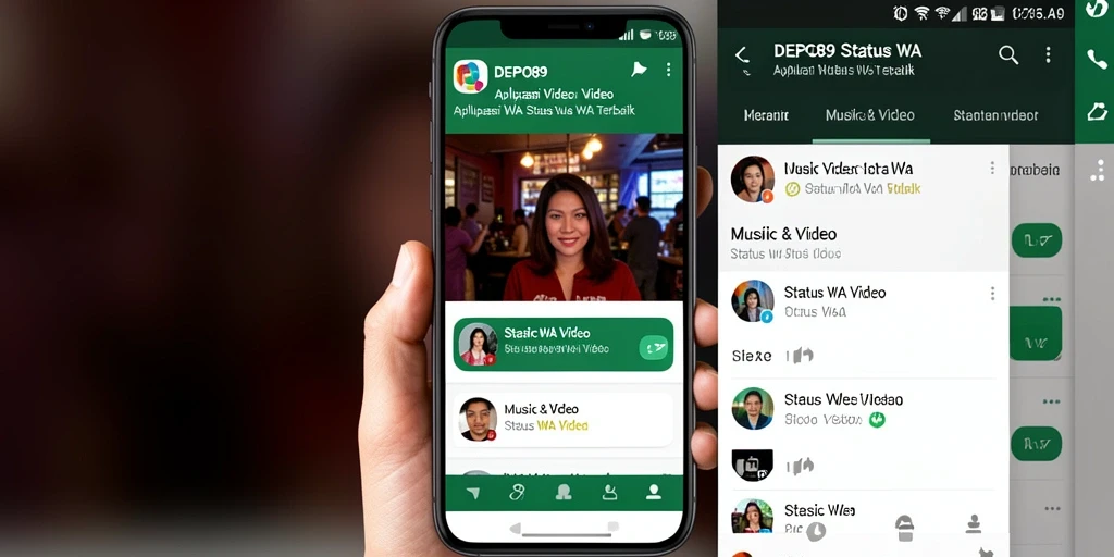 Tampilan antarmuka DEPO89 untuk menemukan video status WA.
