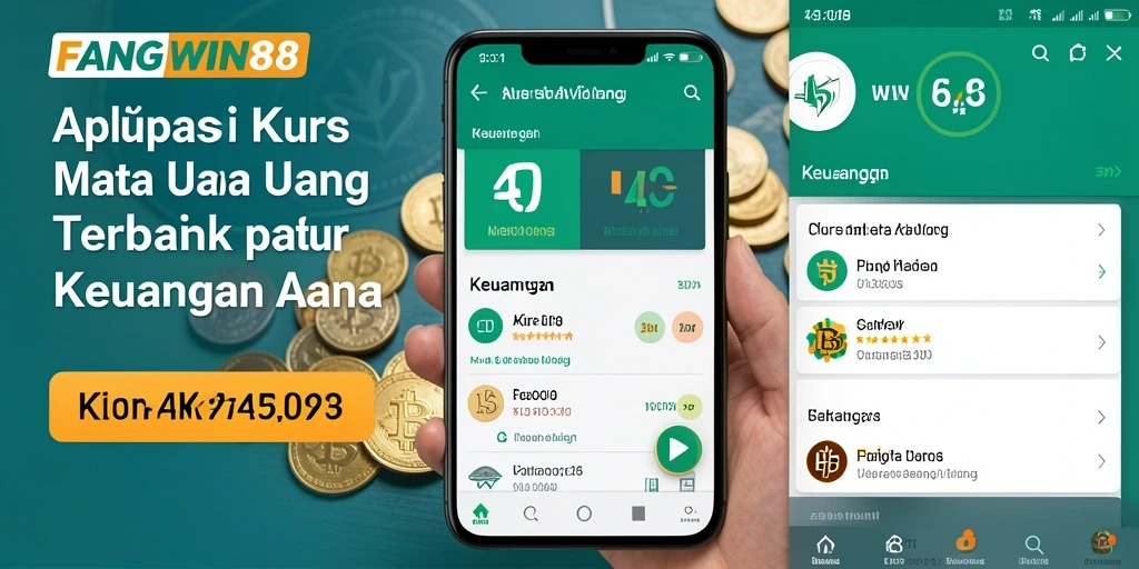 Antarmuka aplikasi FANGWIN88 yang menunjukkan nilai tukar mata uang secara real-time.
