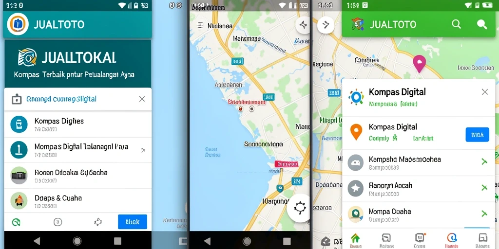 Tampilan antarmuka utama JUALTOTO menampilkan kompas digital yang intuitif.