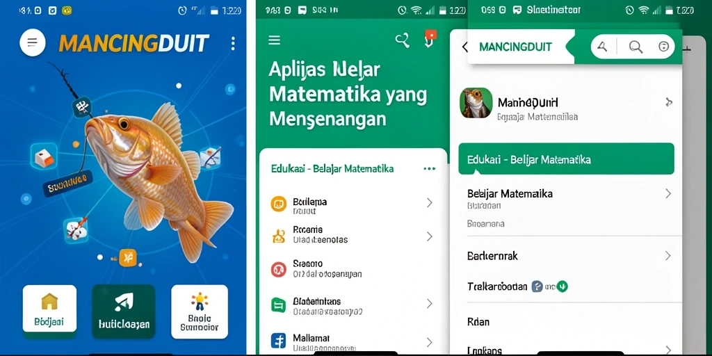 Screenshot MANCINGDUIT menampilkan antarmuka yang menarik untuk belajar matematika.