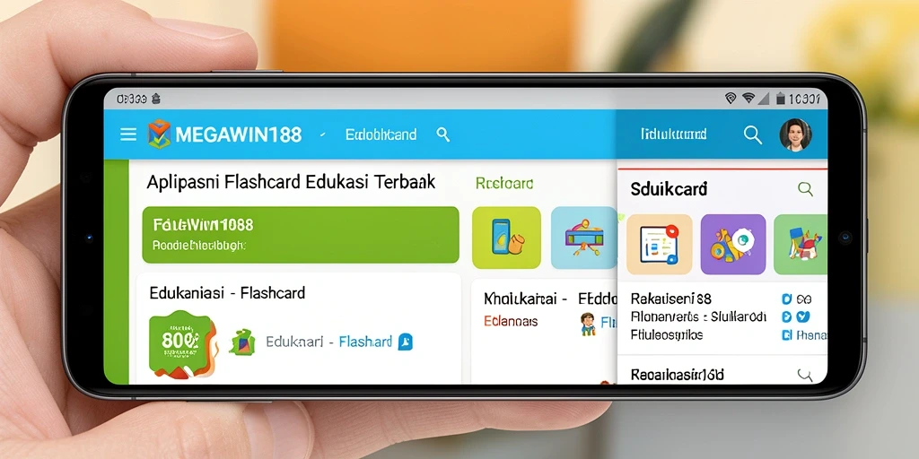 Tampilan antarmuka aplikasi Flashcard MEGAWIN188 yang menarik dan interaktif.
